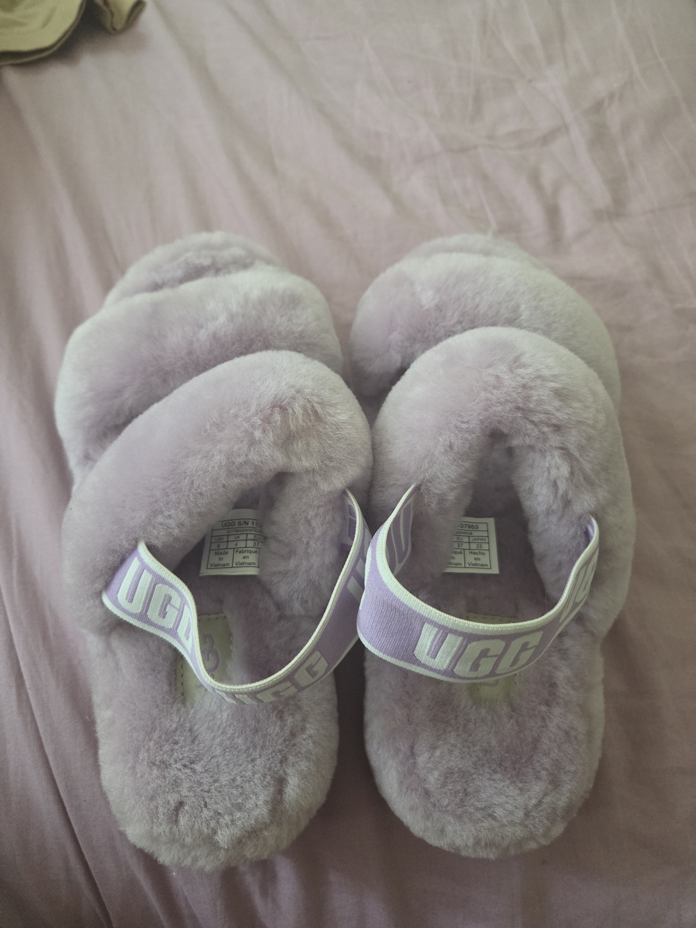 UGG Fluff Yeah Slide Slippers Women's Size 6 Lavender NWOB